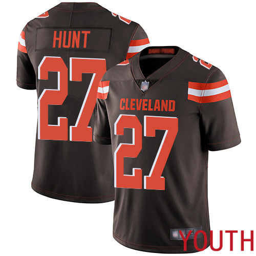 Cleveland Browns Kareem Hunt Youth Brown Limited Jersey #27 NFL Football Home Vapor Untouchable